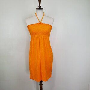 Wild Fable Orange Convertible Terrycloth Smocked Dress NEW NWT Size S